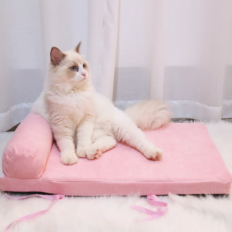 

Pet Supplies Four Seasons Universal Corduroy Cage Platform Cat Mat 5 Colors Suitable for Small Medium-sized Dog Beds Puppy Nest