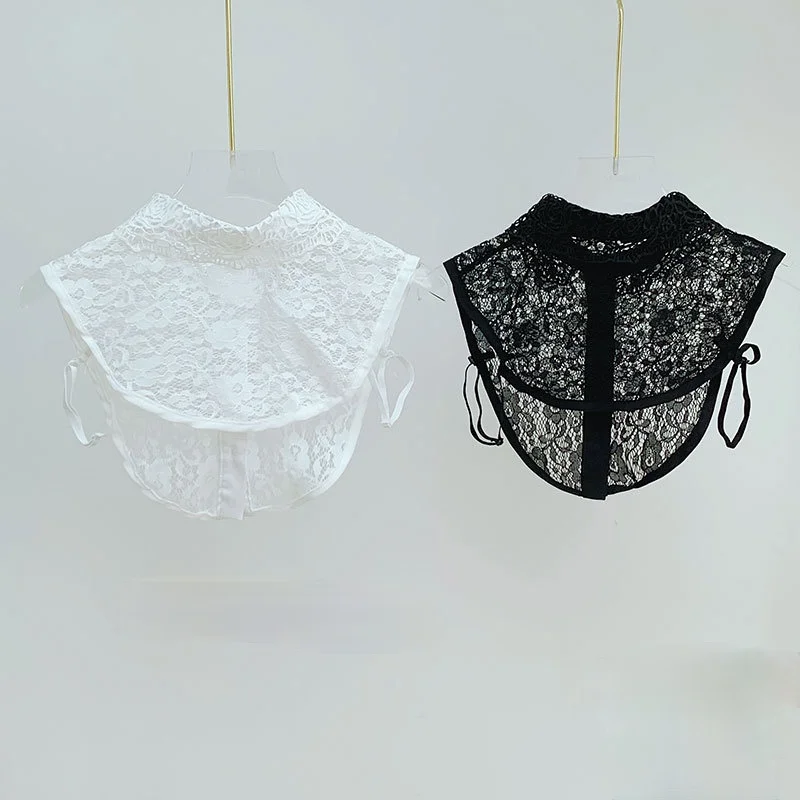 

Женский съемный воротник, универсальный накладной воротник, весна-осень, белые ажурные вышитые декоративные рубашки, 2021