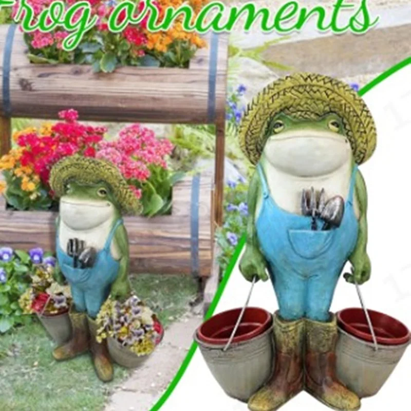 

Funny Frog Gardener Statue Garden Decorations Outdoor Resin Cartoon Frog Animal Figurine Ornaments for Lawn Patio Yard Decor