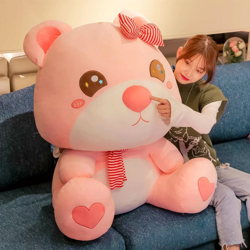 

High Quality 50CM-80cm Bear With Scarf Stuffed Animals Bear Plush Toys Teddy Bear Doll Lovers Birthday Baby Gift