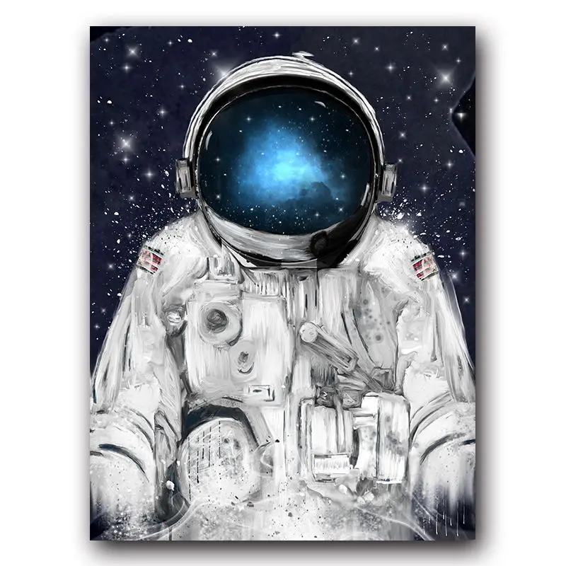 

Cartoon Space Planet Astronaut Art Painting Poster Universe Space Canvas Wall Decor Contemporary Art Picture Home Room Decor