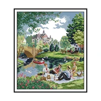 a picnic in the suburbs patterns stamped cross stitch kits embroidery kits 14ct printed canvas 11ct aida fabric diy needlework