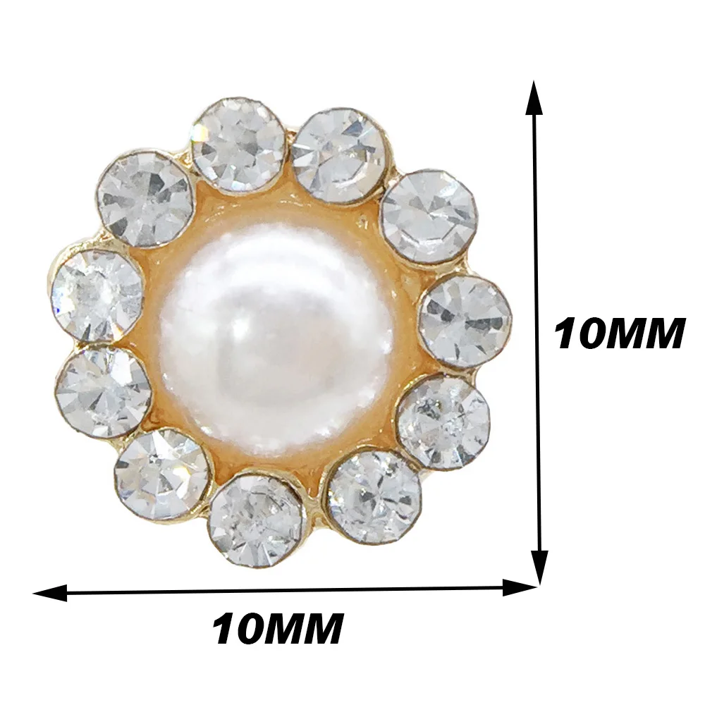 5 шт. 10 мм жемчужные женские пуговицы стразы из металлического цинкового сплава