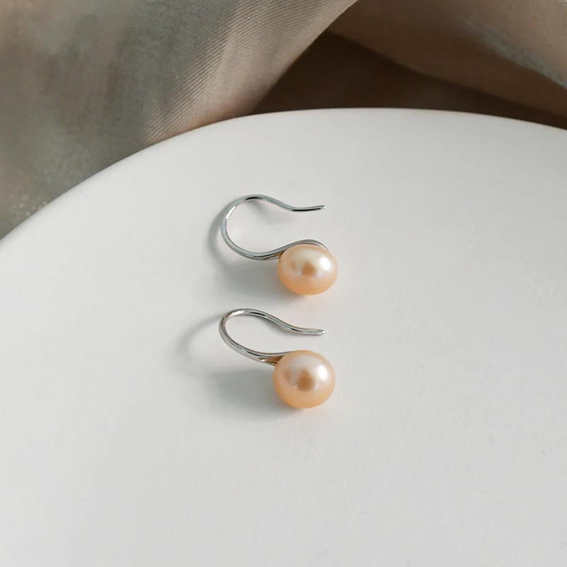 Женские серьги подвески из серебра 925 пробы с натуральным пресноводным