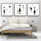 Минималистский Kawaii животные черная голова кошки холст A4 художественный Принт плакат Скандинавская Настенная картина детский душ подарки Домашний Декор картина