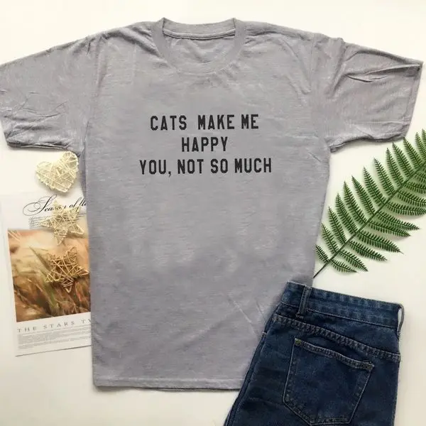 Футболка женская с надписью make me happy хлопковая Повседневная смешная рубашка для