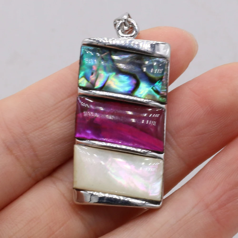 High Quality Natural White Shell Abalone Rectangular Pendant Charms for Jewelry Making DIY Necklace Accessorie 18x35mm 1PC | Украшения и