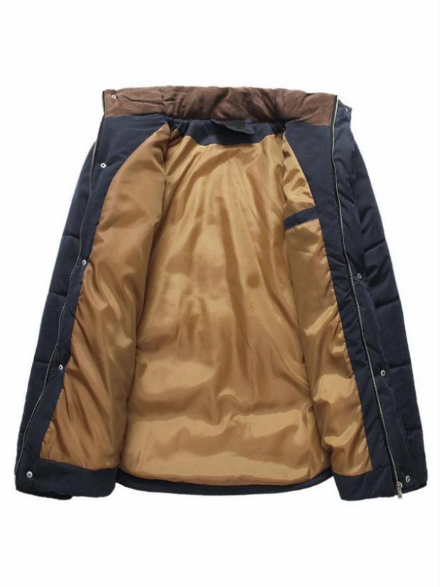 Мужская парка повседневная тонкая с воротником стойкой длинным рукавом в стиле