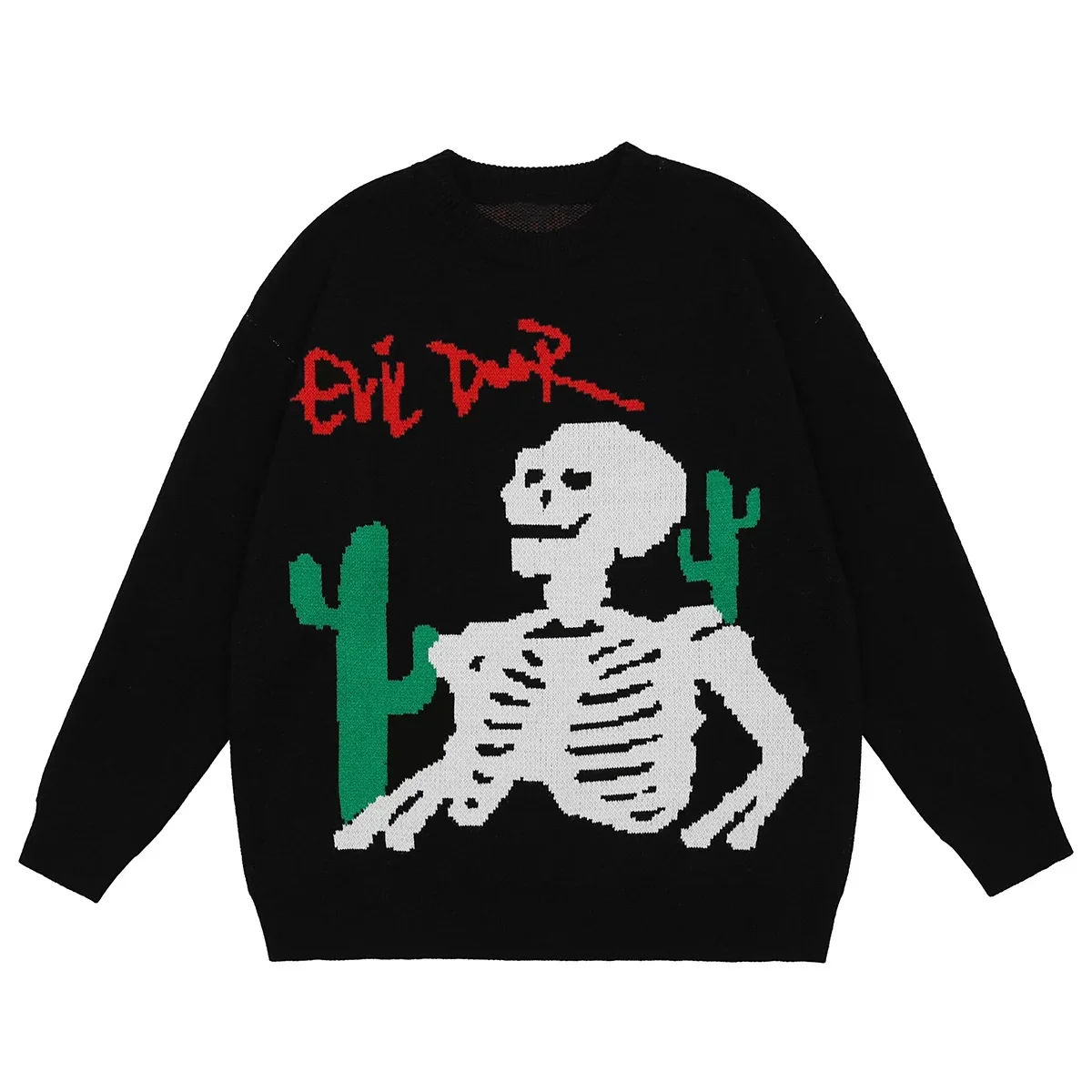 

New Men Luxury gentleman Classic Skeleton cactus Skull Knit Casual Sweaters pullovers Asian Plug Size High quality Drake #A236