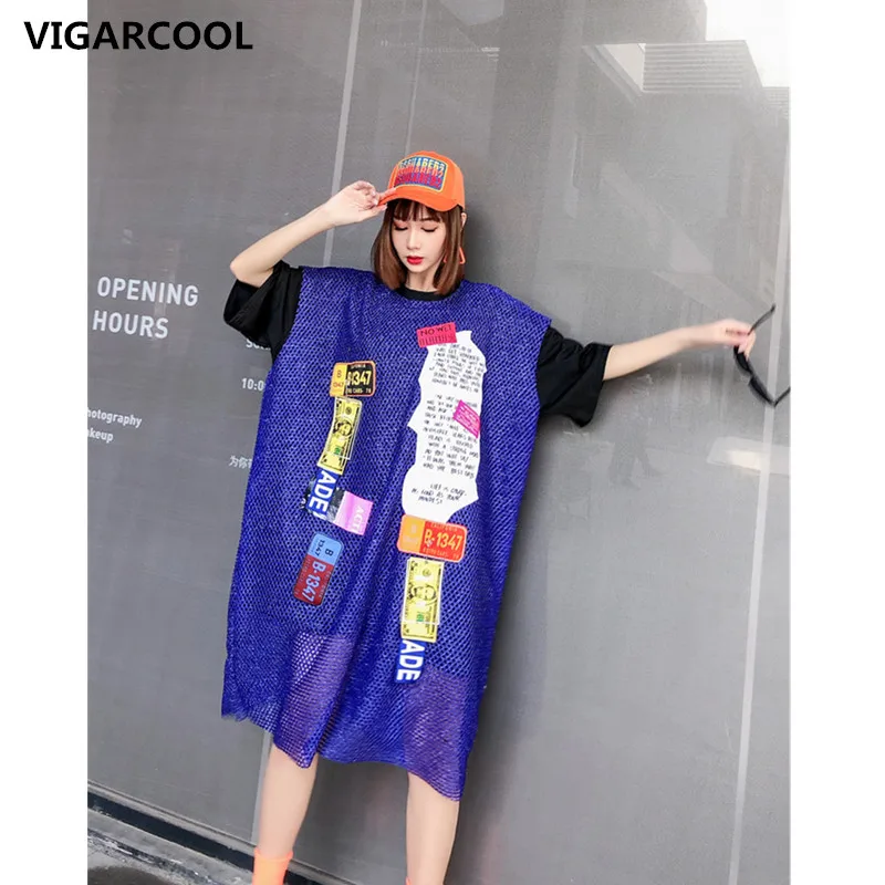 Брендовое платье выше колена большого размера женское летнее модное из двух