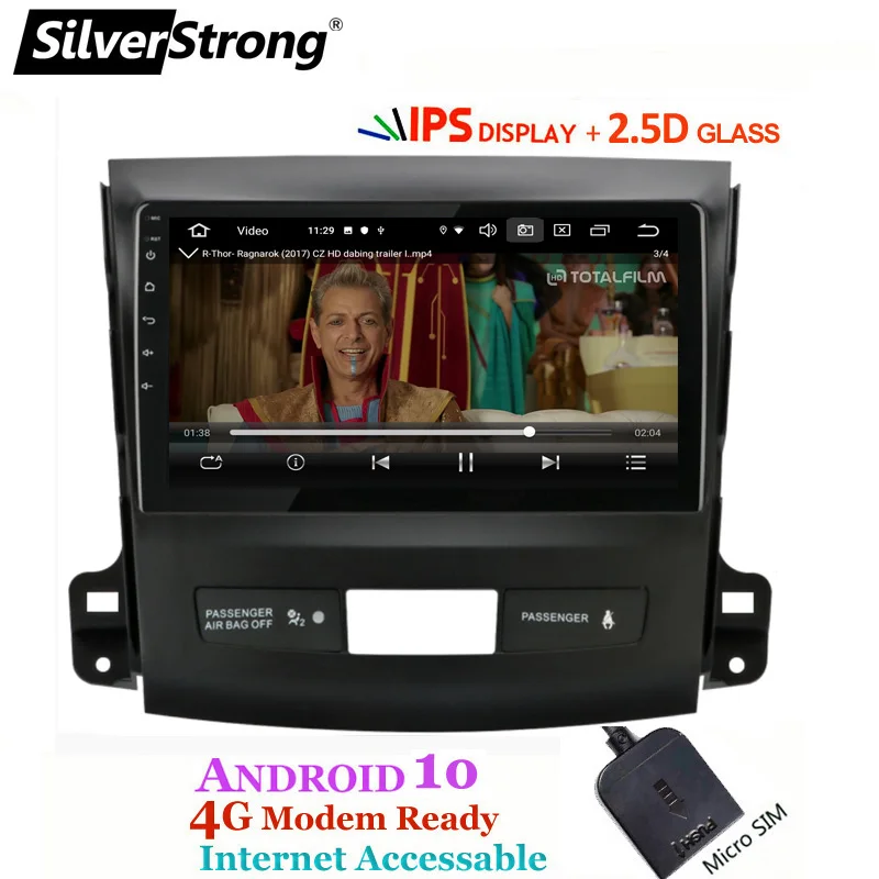 9 дюймов 2.5D ips 32GB Android10.0 4G модем Автомобильный gps для Mitsubishi Outlander 2006-2012 SilverStrong Радио RDS опционально мастер DSP
