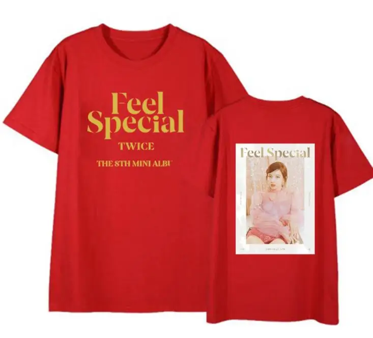 Kpop/Летний стиль два раза новый альбом feel special same member фото печать Красная футболка