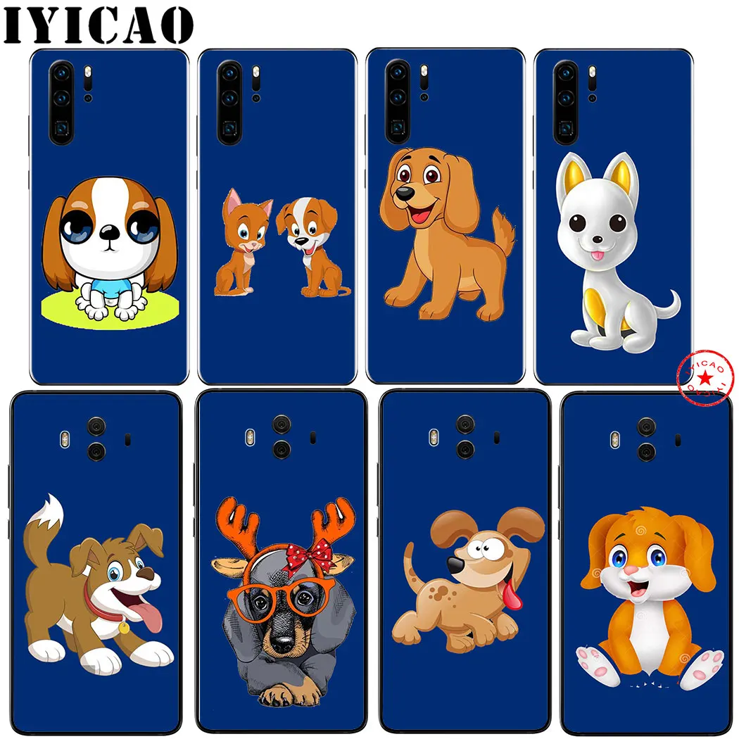 Мягкий темно синий чехол IYICAO с мультяшной собакой для huawei P30 P20 P10 P9 P8 Lite Pro P Samrt Z Plus