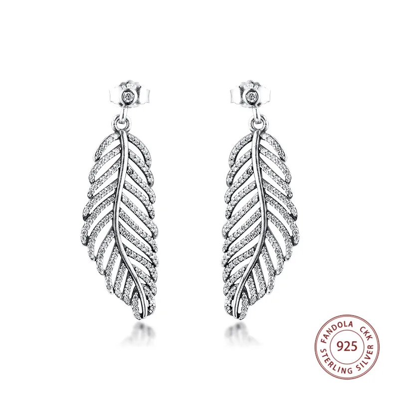 Женские серьги гвоздики из 100% стерлингового серебра 925 пробы с фианитами