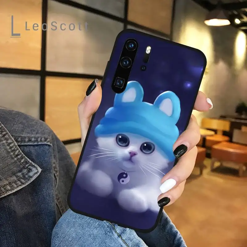 

Cute Animal Cat Phone Case For Huawei honor Mate P 9 10 20 30 40 Pro 10i 7 8 a x Lite nova 5t