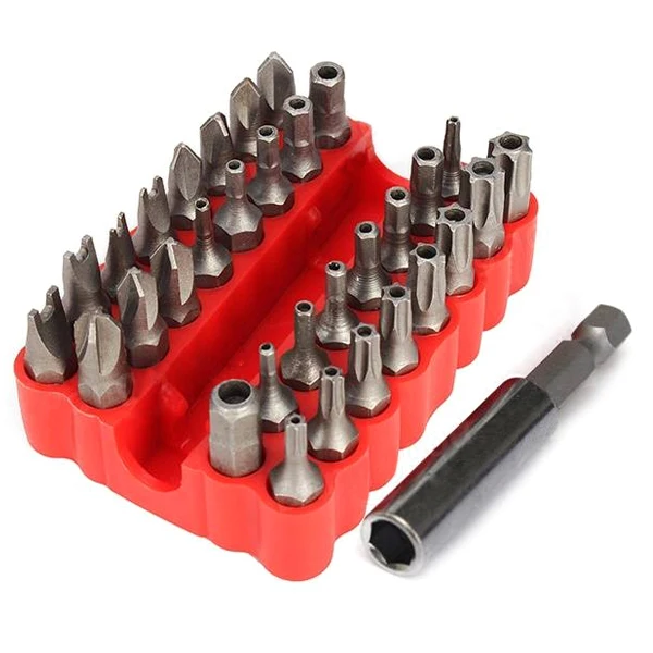 Red 33 шт. защитный гаечный ключ Torx с шестигранной звездой, гаечный ключ с тремя крылами, отвертка, магнитный держатель для бит, отвертка, биты VEN43T5 - Цвет: Red