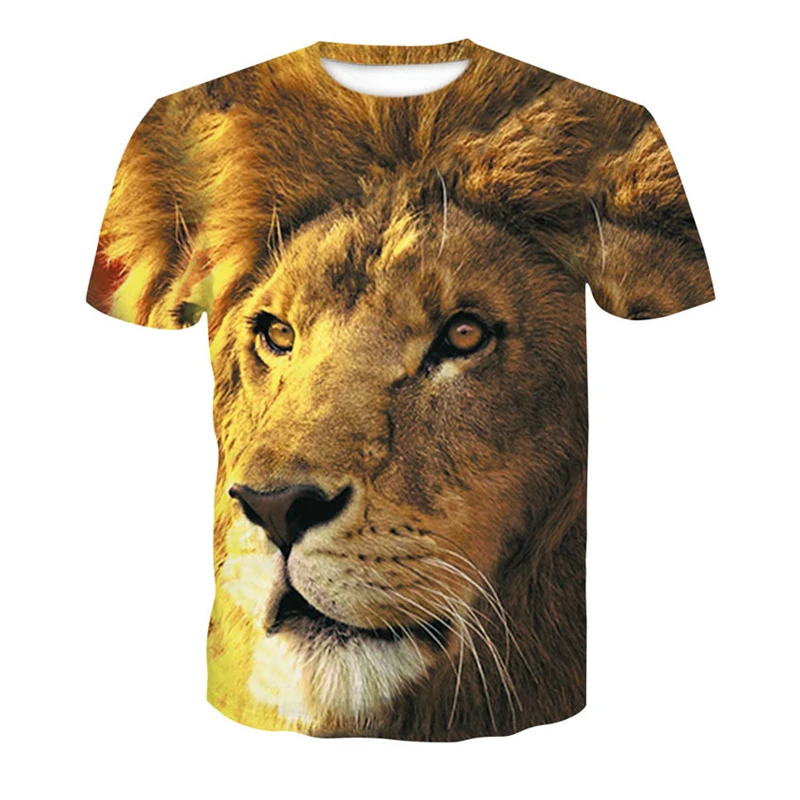 Новая летняя футболка с 3D изображением Льва повседневная мужская и женская