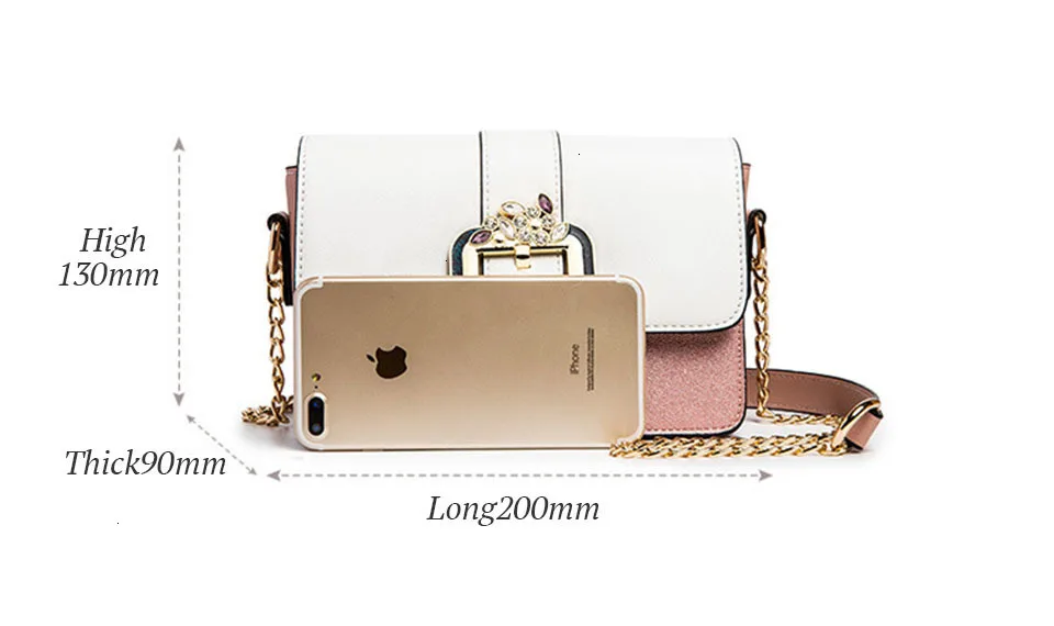 Кожаная сумка с цепочкой сумки алмазным замком в Корейском стиле