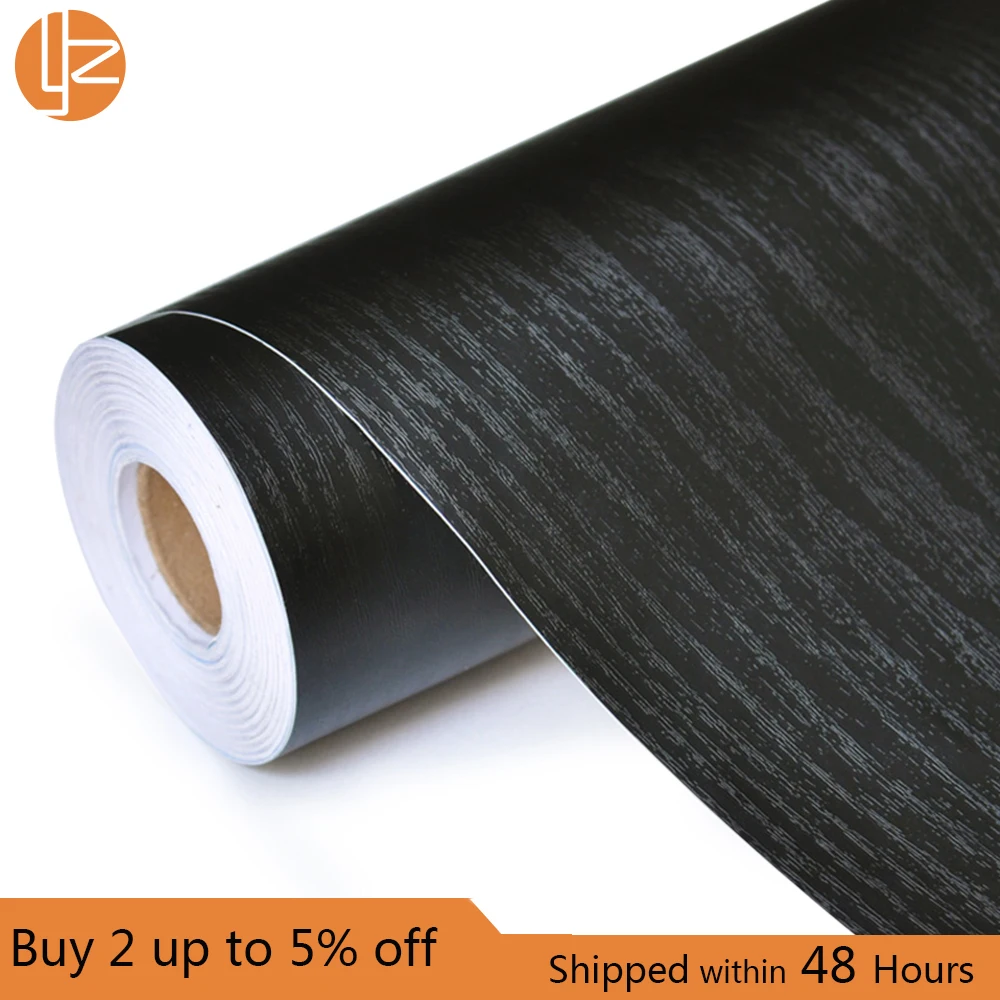 Самоклеящаяся водонепроницаемая черная деревянная настенная бумага yazi рулон