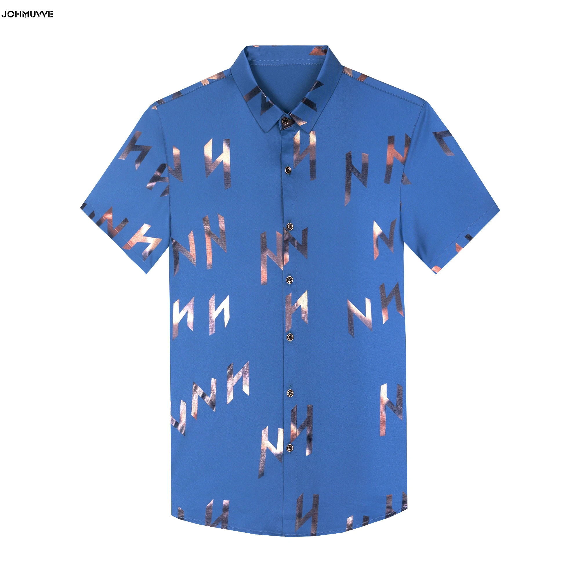 

JOHMUVVE Plaid Shirt Men's Casual Business Short Sleeve Shirt Baju Kemeja Korean Formal Office Shirts Men tshirt T-shirt