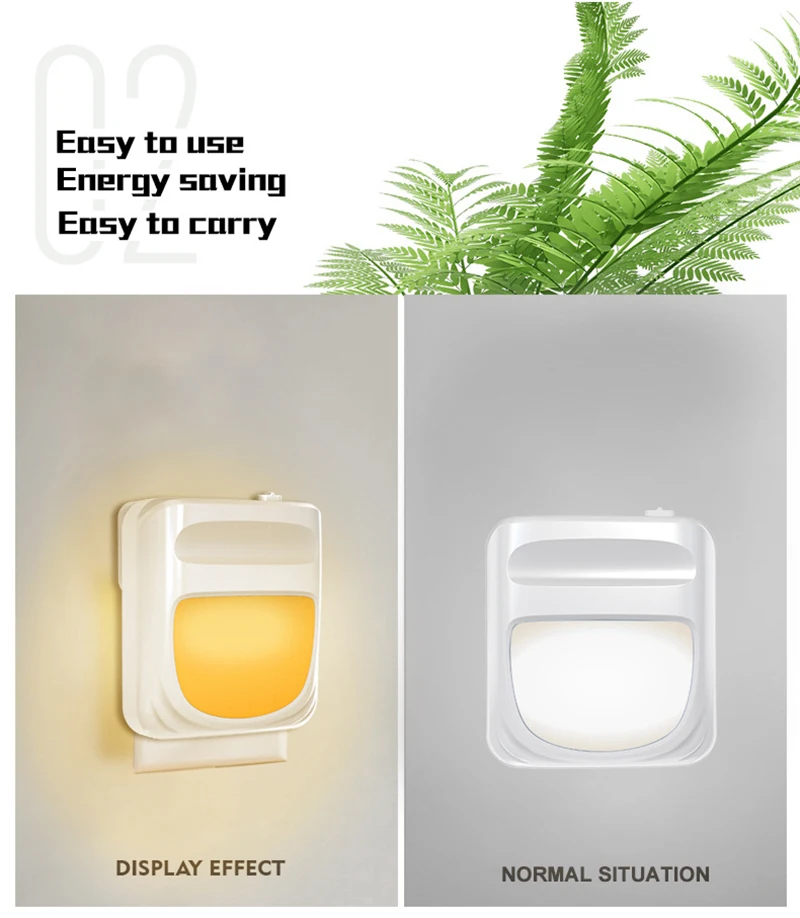 

Light Sensor Control LED Night Light EU US Plug Nightlight Lamp Wall Plug-In Light Sensor Control LED Night Warm Light Dropship