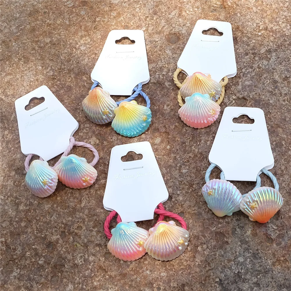 

Kids Color Shells Hair Ropes Kawaii Head Tie For Baby Gilrs Ponytail Holder Rubber Bands Hair Accessories For Children ヘアゴム キッズ