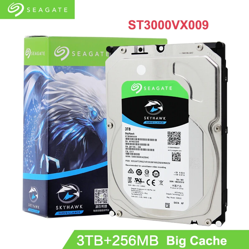 

Seagate Internal ST3000VX009 HDD Skyhawk 3TB Video Surveillance 5900RPM Hard Disk Drive 3.5" SATA 6Gb/s 64MB Security Monitoring
