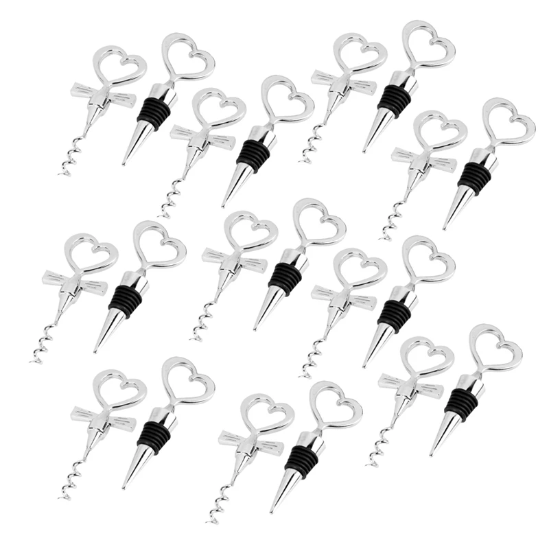 

10 piece heart shaped red wine bottle opener stopper set wedding gifts