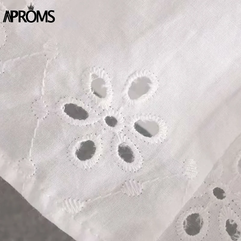 Aproms белая черная кружевная блузка с вышивкой, женская элегантная блуза с коротким рукавом и оборками, модная офисная блуза