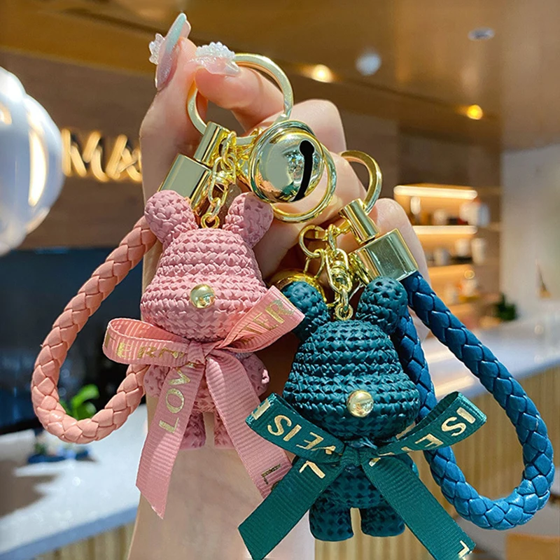 Мультяшный резиновый шерстяной Плетеный дымчатый синий кролик брелок для