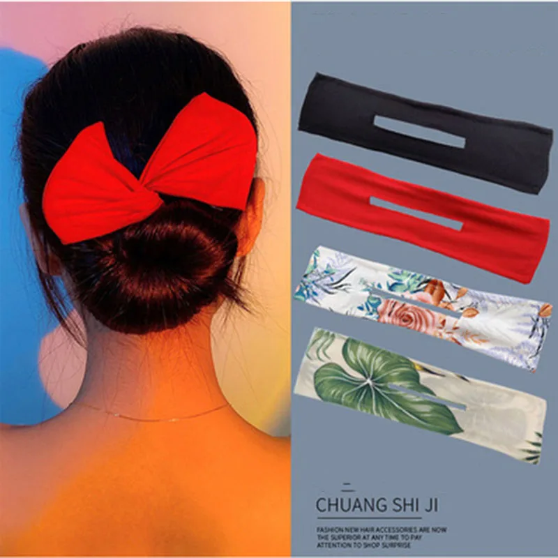 

2021 New Vibrato With The Same Lazy Twist Chuck Hair Bow Printing Ball Head Hair Artifact Rotating Headband Hair Accessories
