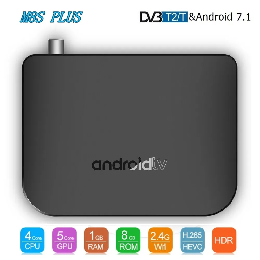 DVB-T2/T Android tv Box Amlogic S905D четырехъядерный 1GB 8GB 1080p 4K 30fps 100M Youtube Google Play Store M8S PLUS DVB медиаплеер