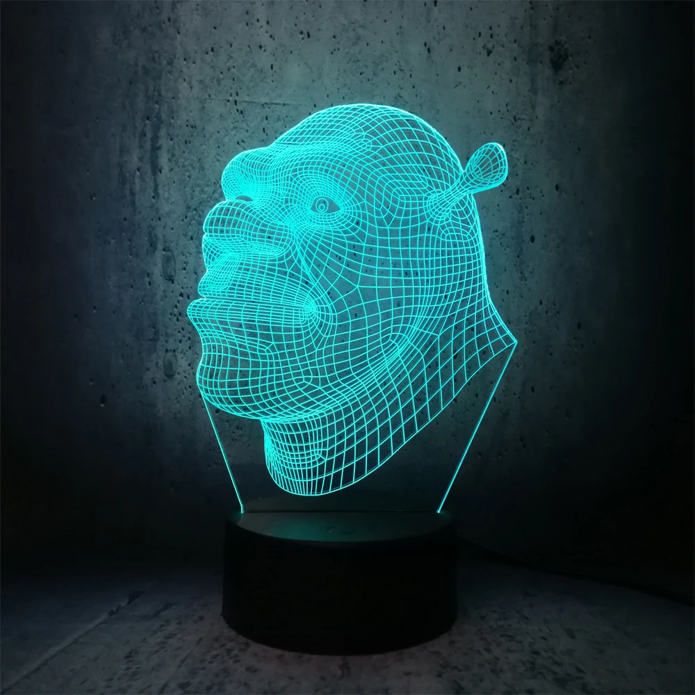 Shrek 3D сенсорный USB визуальная Светодиодная лампа ночник светильник Новинка ing