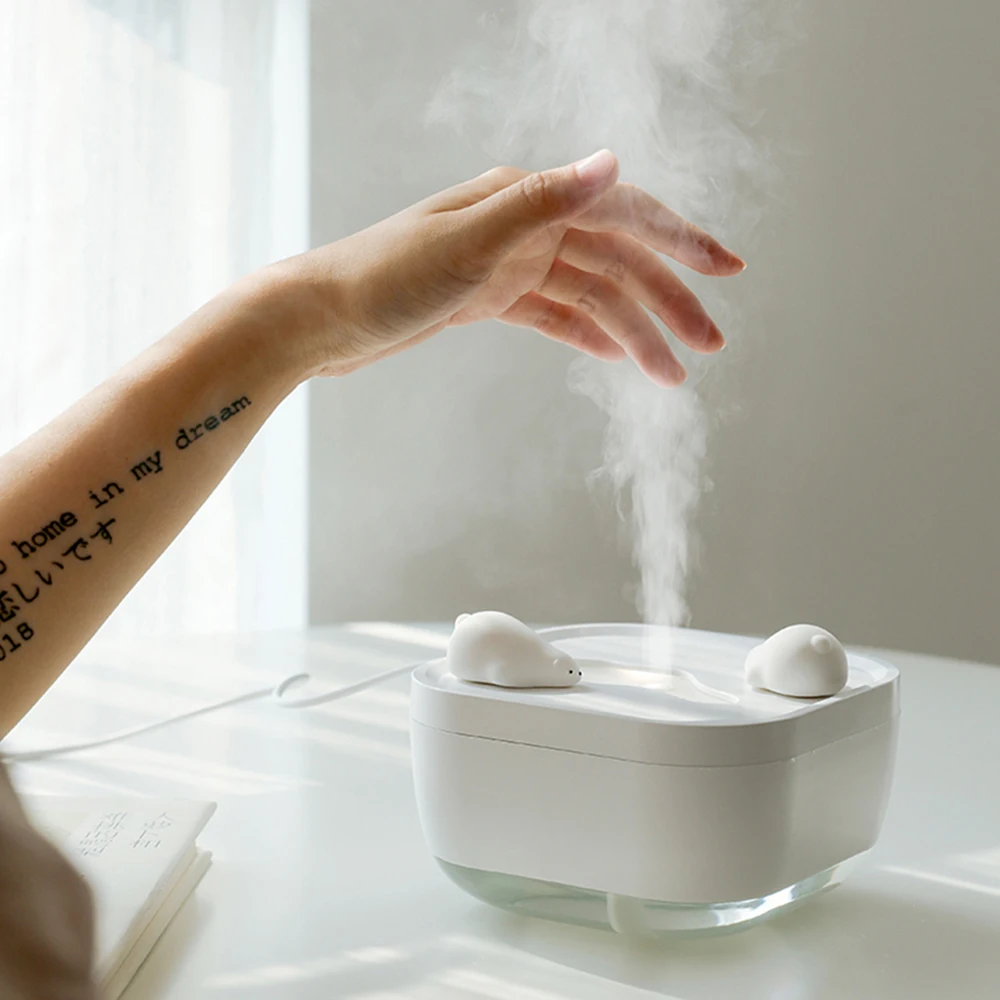 

Cute Bear Air Humidifier Ultra-Silent Double Spray Double Mode Home Car Fogger Night Lamp Air Purifier Mist Maker Air Fresher
