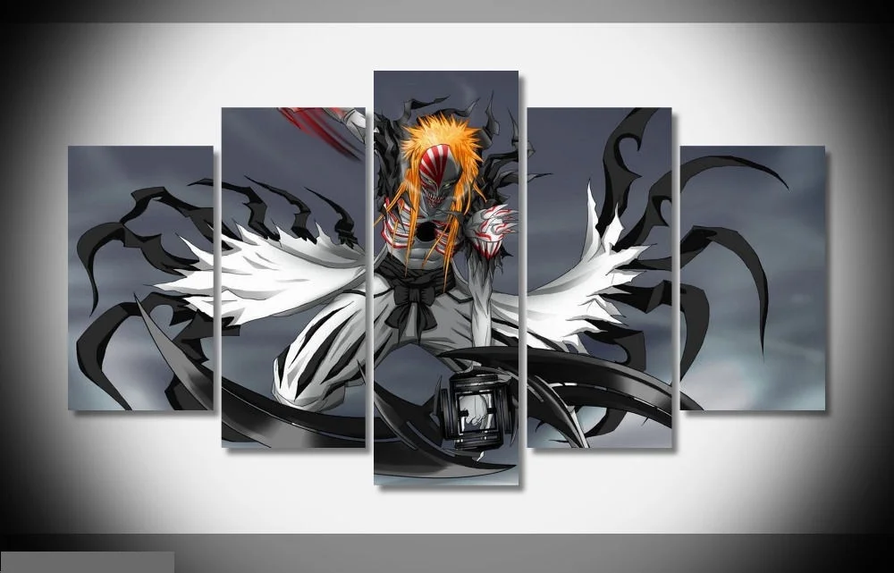 

Prints Home Decoration Canvas Painting 5 Panel Anime Bleach Art Modern Modular Artwork Poster Kids Room Framework