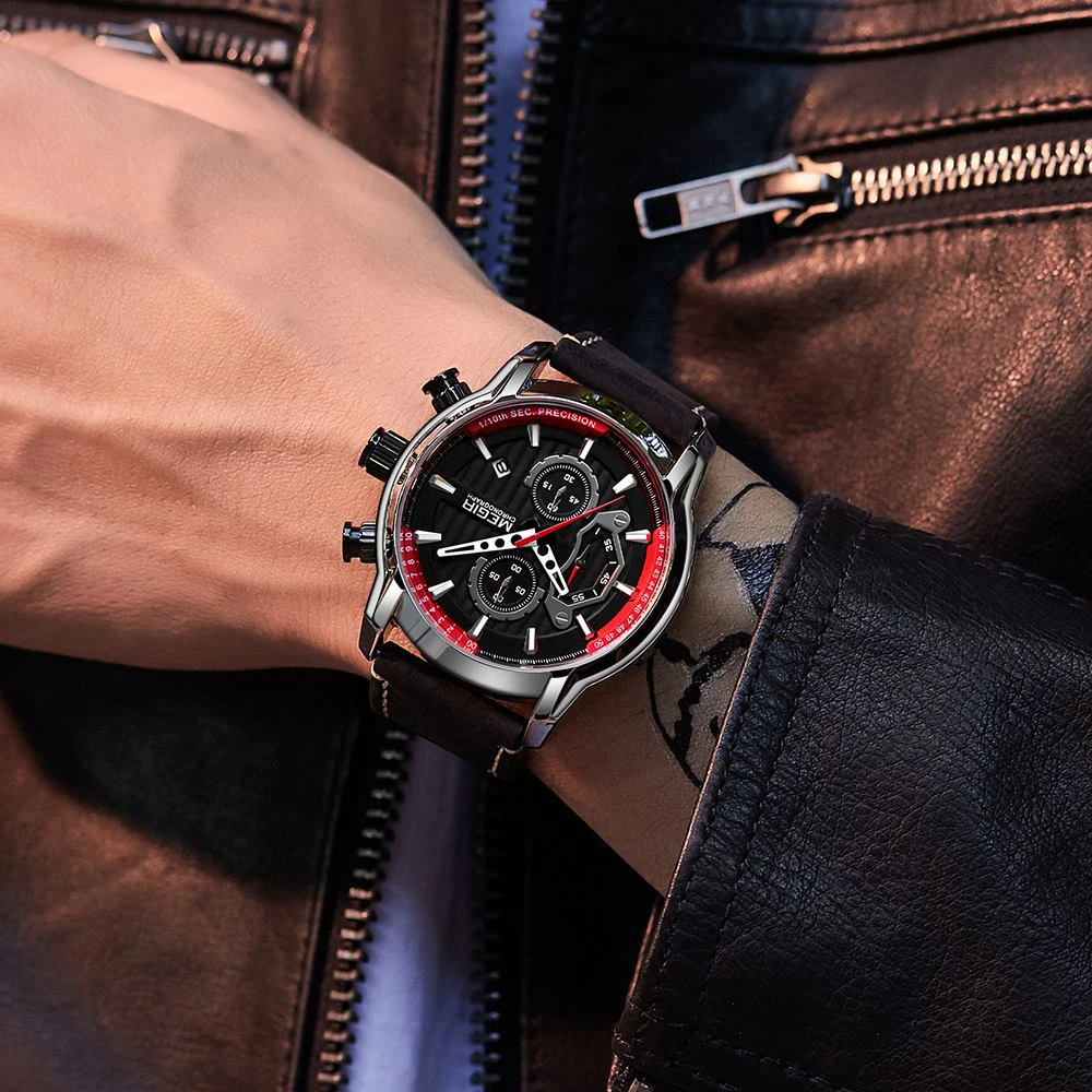 MEGIR мужские часы новая мода хронограф лучший бренд роскошные спортивные