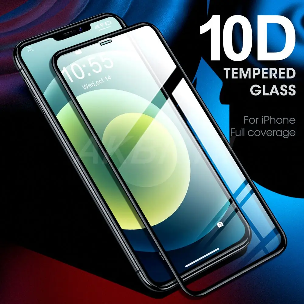 

10D Curved Protective Tempered Glass for iPhone 6s 7 8 Plus X XS Glass Screen Protector For iPhone X XR XS 11 12 13 Pro Max Film