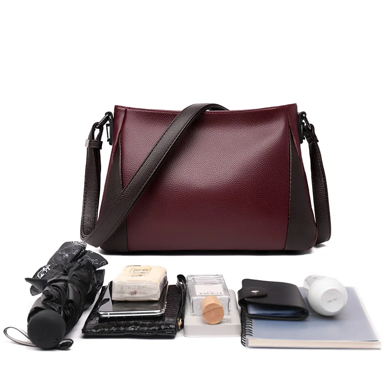 

LIKETHIS Patchwork Shoulder Crossbody Bag for Women 2021 Fashion Vintage Pu Leather Messenger Bag Handbags and Purses Sac Luxe