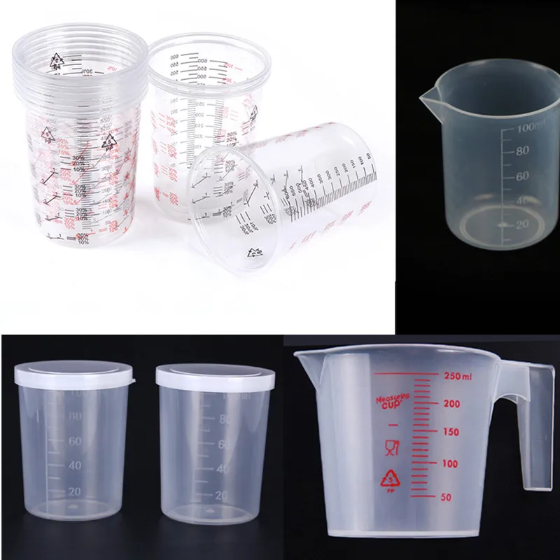 

1pc 2pcs 10pcs Plastic Paint Mixing Cups Measure Cups Mixing Calibrated Cup For Accurate Mixing Of Paint And Liquids 100ml-600ml