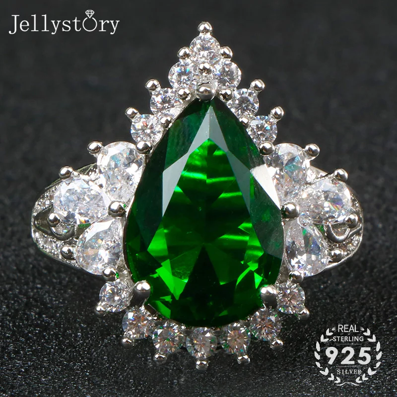 Jellystory классическое кольцо 925 пробы серебряные ювелирные изделия с каплевидные В