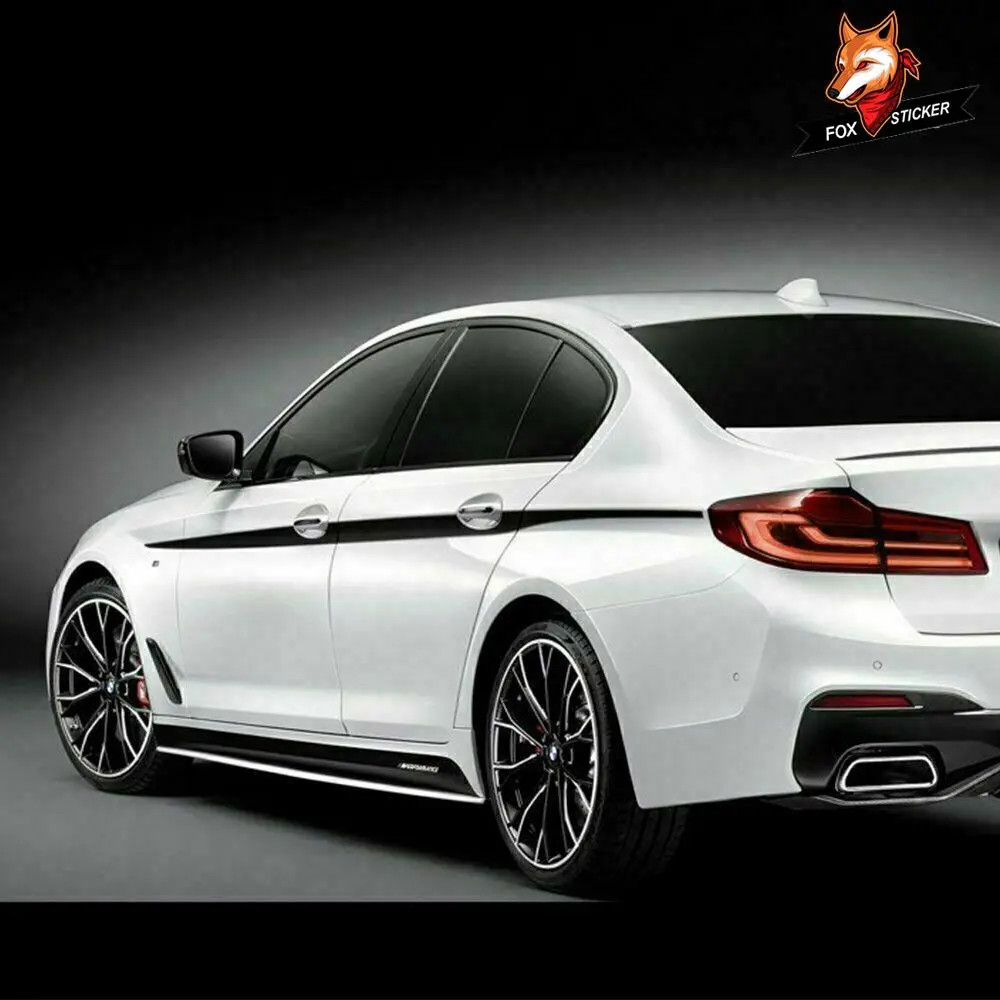 Черная графическая линия талии дверь боковая полоса корпус Декор Виниловая