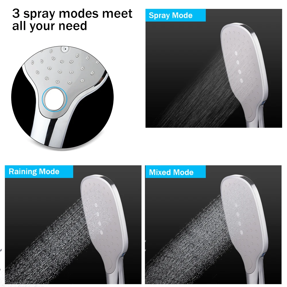 Насадка для душа регулируемая 3 режима высокого давления ручной экономии воды