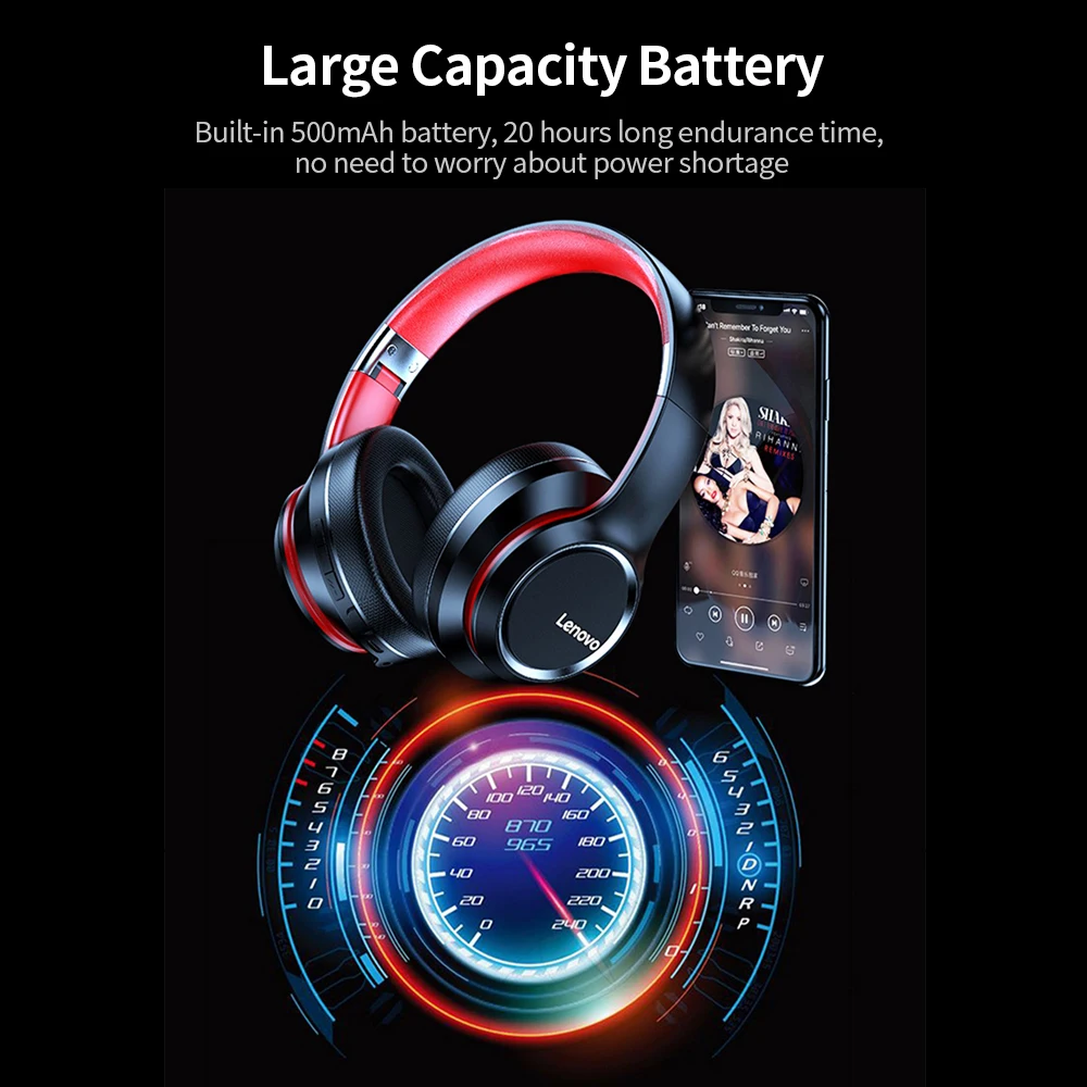Lenovo наушников HD200 беспроводной гарнитуры BT5.0 шумоподавление стерео двойной режим