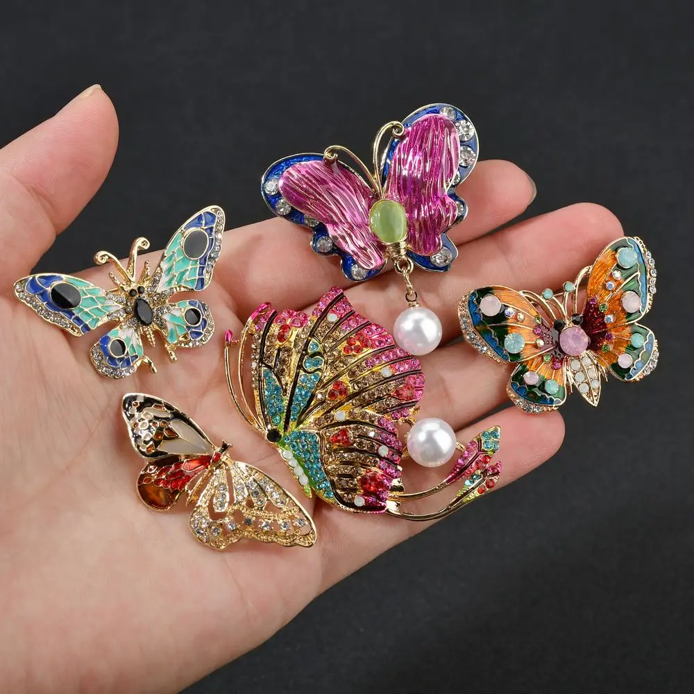 Женские броши бабочки Terreau Kathy модные стразы хиджаб пальто банкетные Свадебные