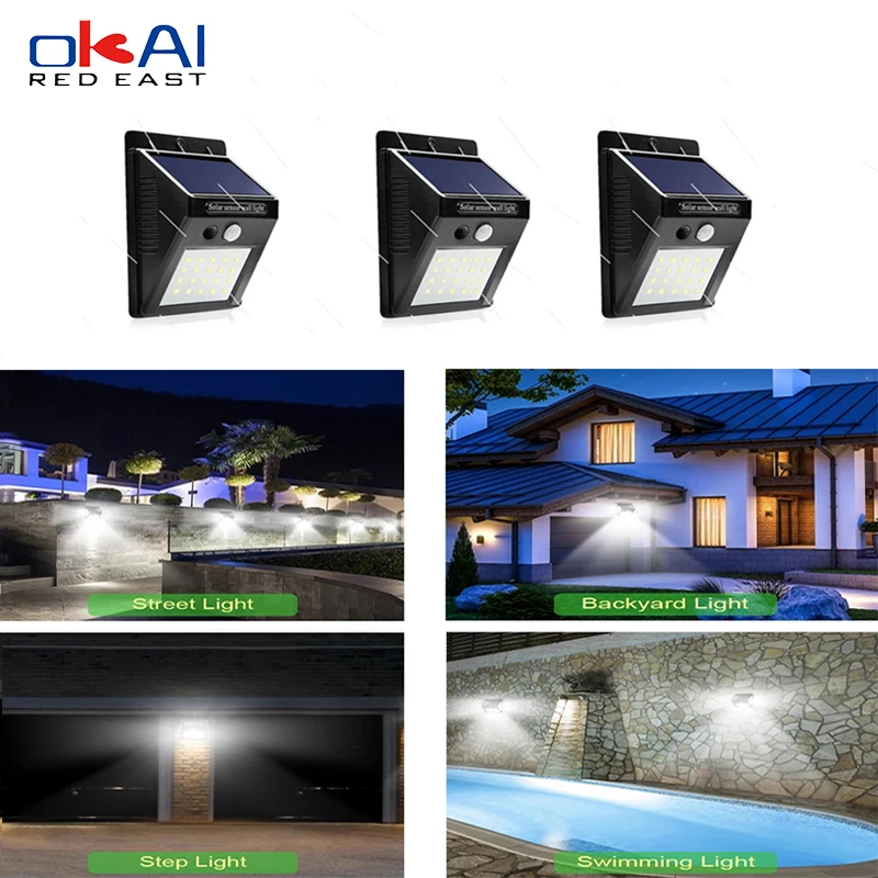 

1-4pcs LED Solar Light Outdoor Solar Lamp with Motion Sensor Solar Powered Sunlight Spotlights for Garden Decor