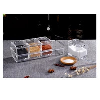 4pcslot transparent seasoning box home kitchen accessories multi purpose divided grid seasoning bottle box with spoon