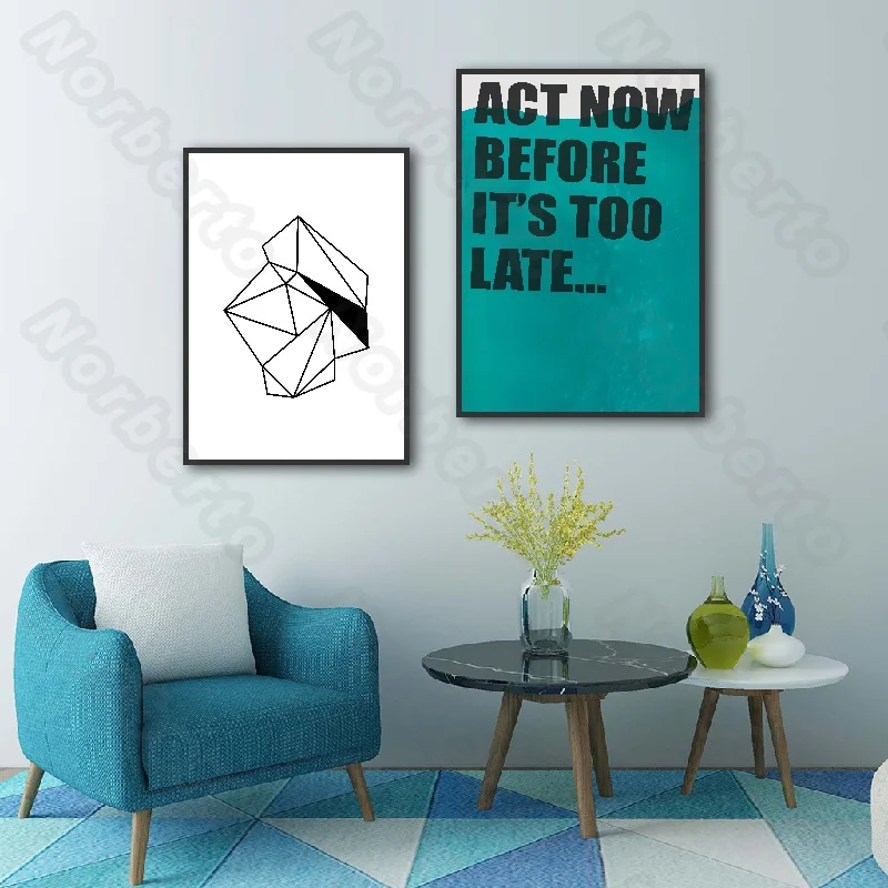 

European Style Canvas Painting Poster Irregular Geometry Letters Act Now Before It's Too Late Art Women for Home Rooms Decorati