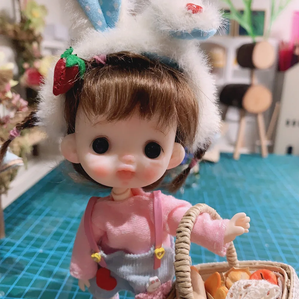 

cute Doll clothes for OB11 doll Headwear+Tops+Overalls 8.11.3