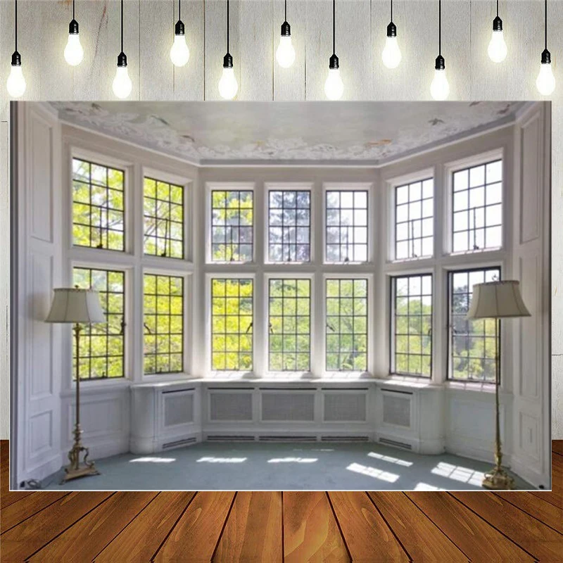 

Классический фон для фотосъемки с изображением французских окон, роскошное украшение интерьера в стиле ретро, напольные светильники, фон д...