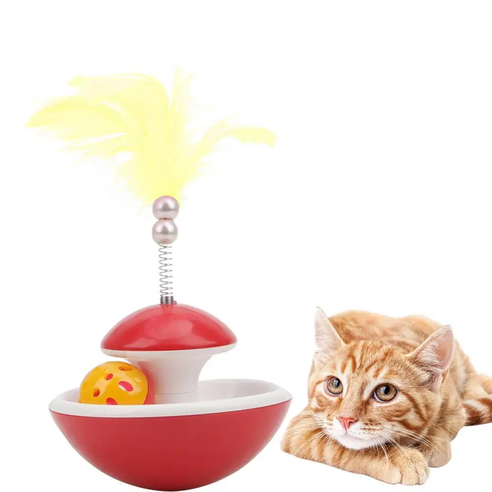 

Cats Kitten Tumbler Rolling Feather Bell Ball Toy Play Interactive Pet Supplies